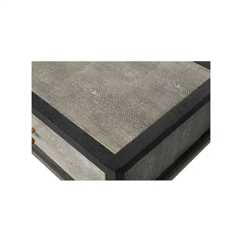 Consolle Macari Miki Art Déco in legno massello e pelle vegana con dettagli in ottone - 59 L x 16 P x 32,3 A