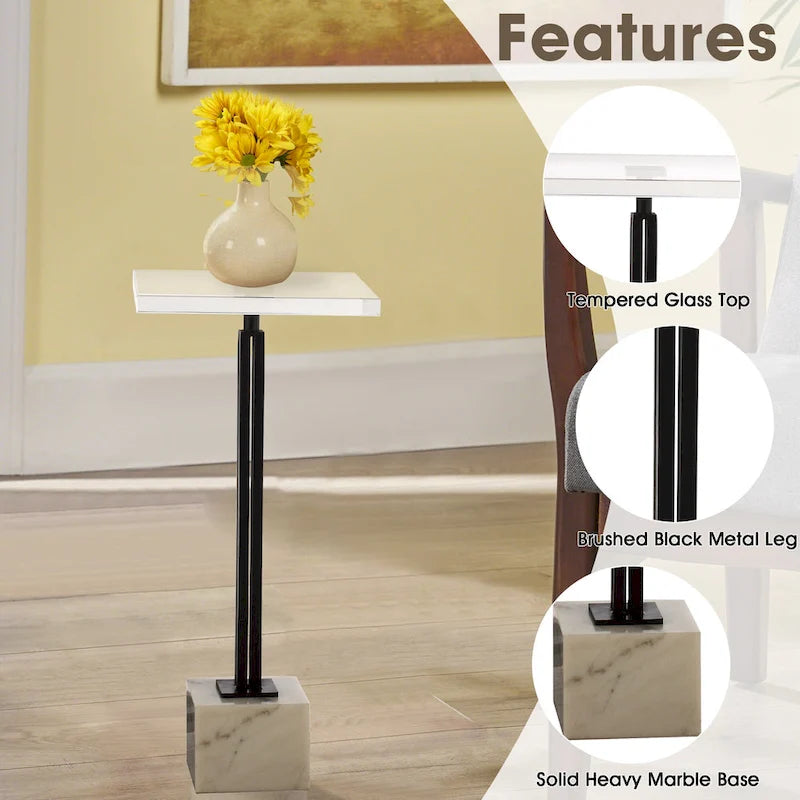 Tavolino da bar contemporaneo con piedistallo in marmo nero