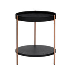 Set di 2 moderni tavolini da caffè rotondi a 2 ripiani impilabili per il soggiorno