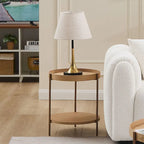 Set di 2 moderni tavolini da caffè rotondi a 2 ripiani impilabili per il soggiorno