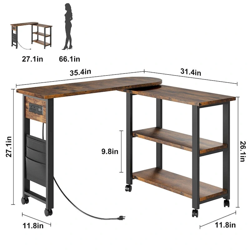 Tavolino girevole da divano con stazione di ricarica