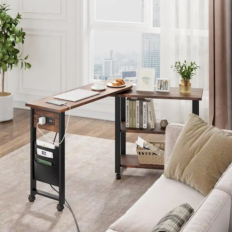 Tavolino girevole da divano con stazione di ricarica