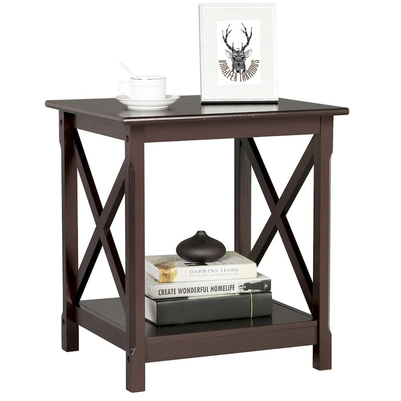 Yaheetech X Design Wood Coffee Side End Table with Storage Shelf
