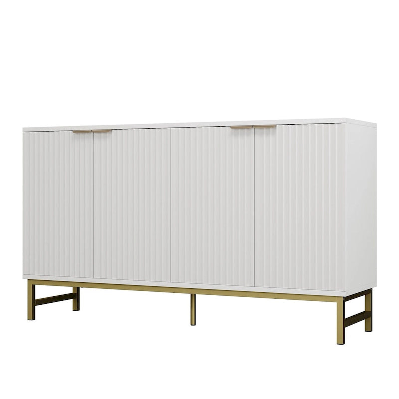 Credenza da cucina con tavolo da buffet JASIWAY con ante a motivo ondulato