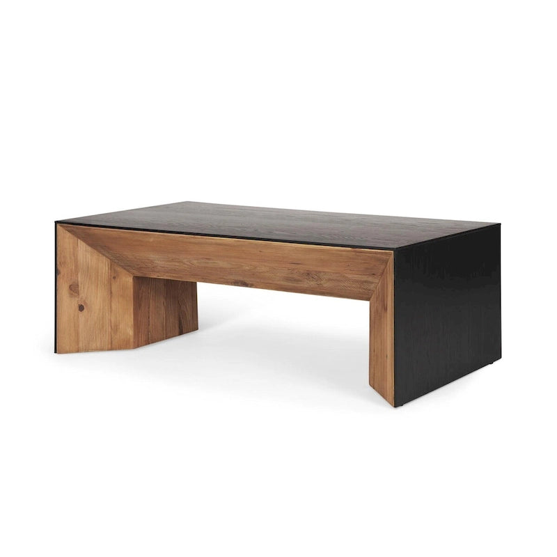 Tabor Natural Wood w/ Black Oak Waterfall Coffee Table - 53.0L x 30.0W x 18.0H