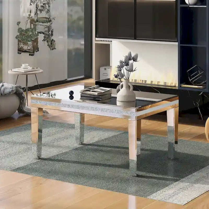 Mirrored Coffee Table with Adjustable Height