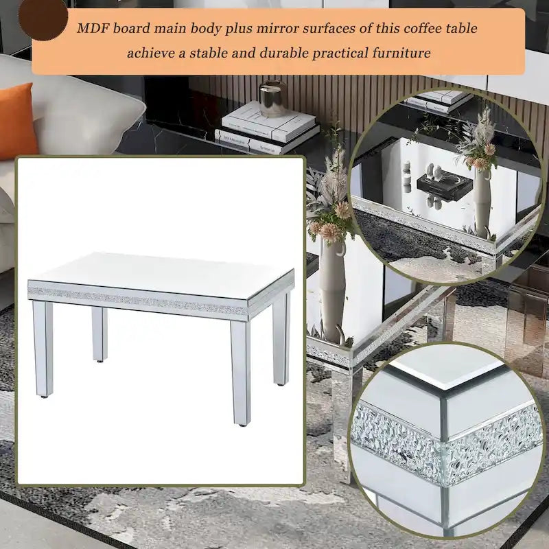 Tavolino da caffè a specchio con altezza regolabile