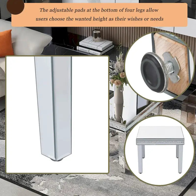 Tavolino da caffè a specchio con altezza regolabile