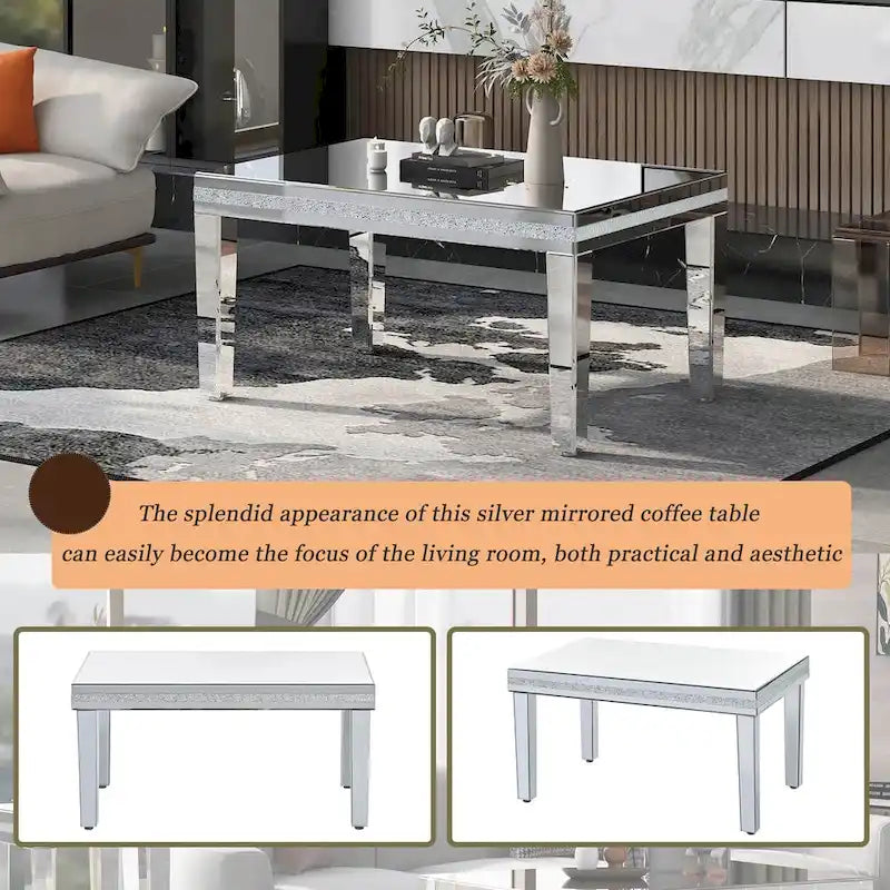 Tavolino da caffè a specchio con altezza regolabile