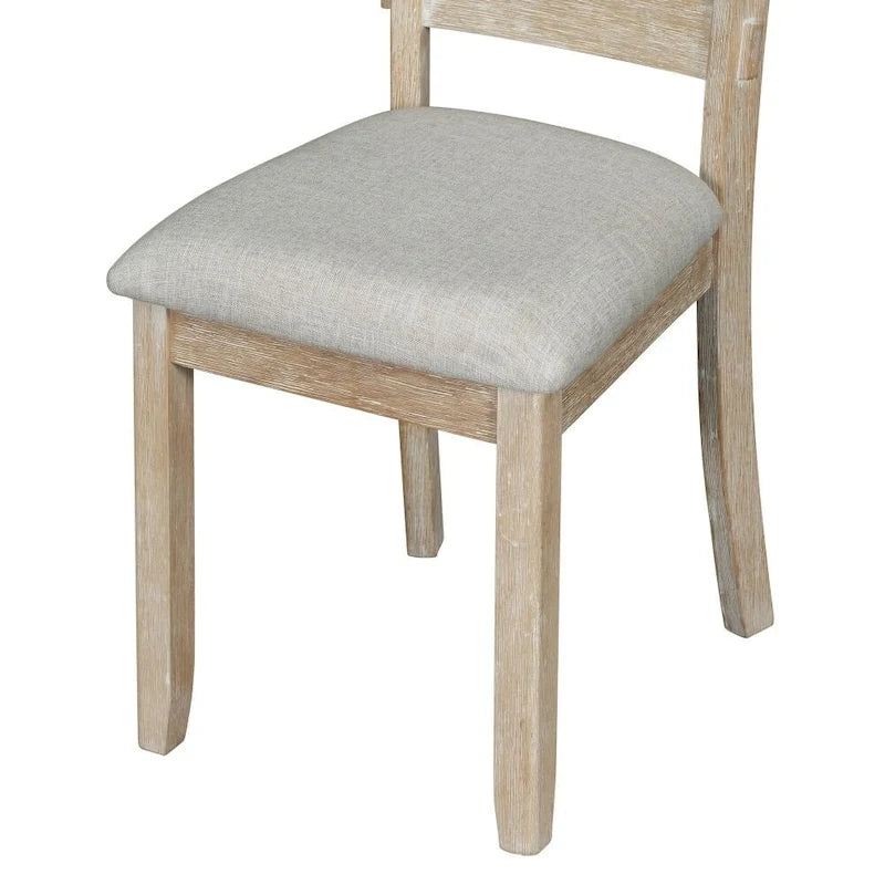 Set da pranzo in legno di caucciù da 6 pezzi con splendido piano in legno con venature del legno