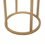 Tavolino laterale decorativo da 18 pollici, design a 3 livelli, piano in agata bianca, base in ferro dorato