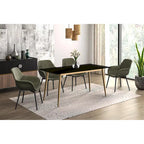 Zayle Dining Table with a 71 Rectangular Top and Gold Steel Base