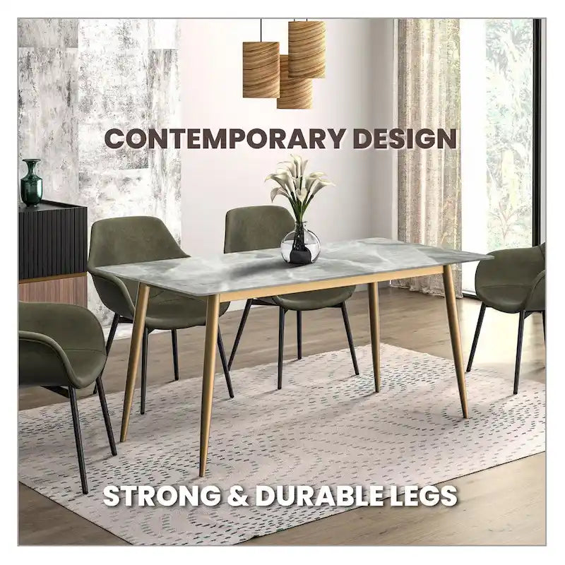 Tavolo da pranzo Zayle con piano rettangolare da 71 e base in acciaio dorato