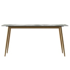 Tavolo da pranzo Zayle con piano rettangolare da 71 e base in acciaio dorato