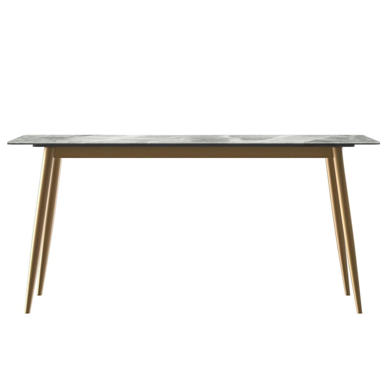Tavolo da pranzo Zayle con piano rettangolare da 71 e base in acciaio dorato