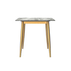 Tavolo da pranzo Zayle con piano rettangolare da 71 e base in acciaio dorato