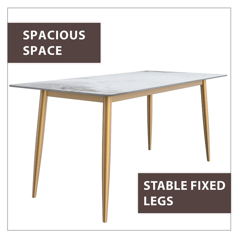 Tavolo da pranzo Zayle con piano rettangolare da 71 e base in acciaio dorato