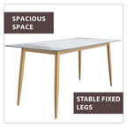 Tavolo da pranzo Zayle con piano rettangolare da 71 e base in acciaio dorato