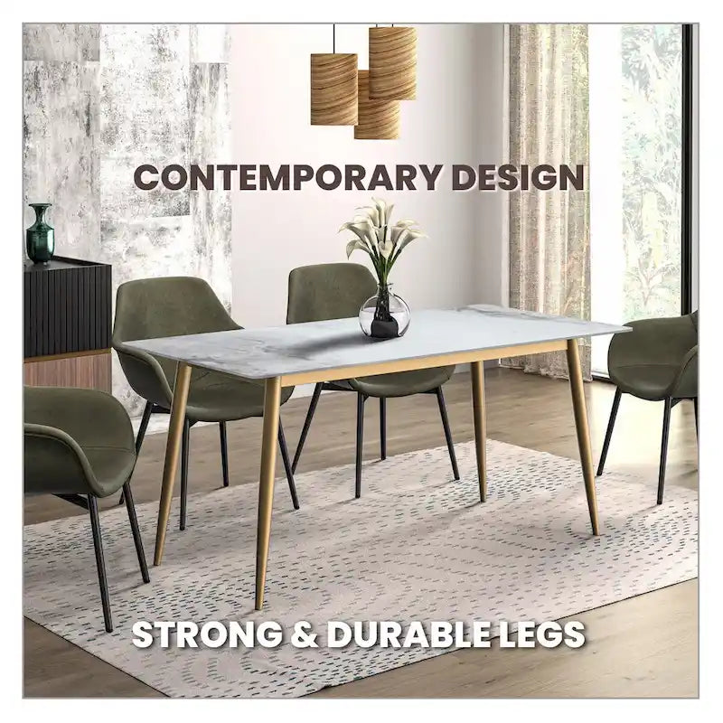 Tavolo da pranzo Zayle con piano rettangolare da 71 e base in acciaio dorato