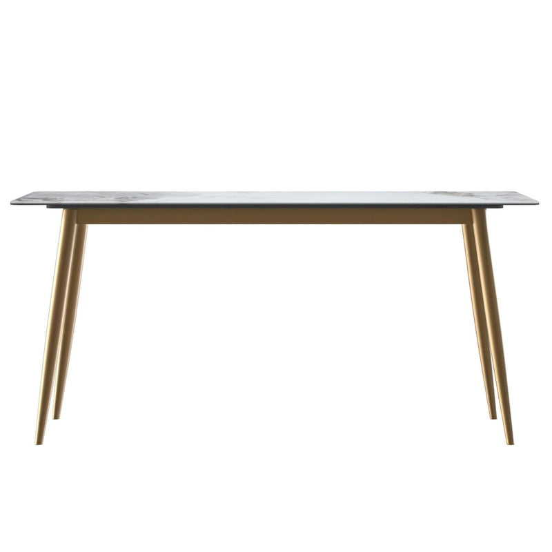 Tavolo da pranzo Zayle con piano rettangolare da 71 e base in acciaio dorato
