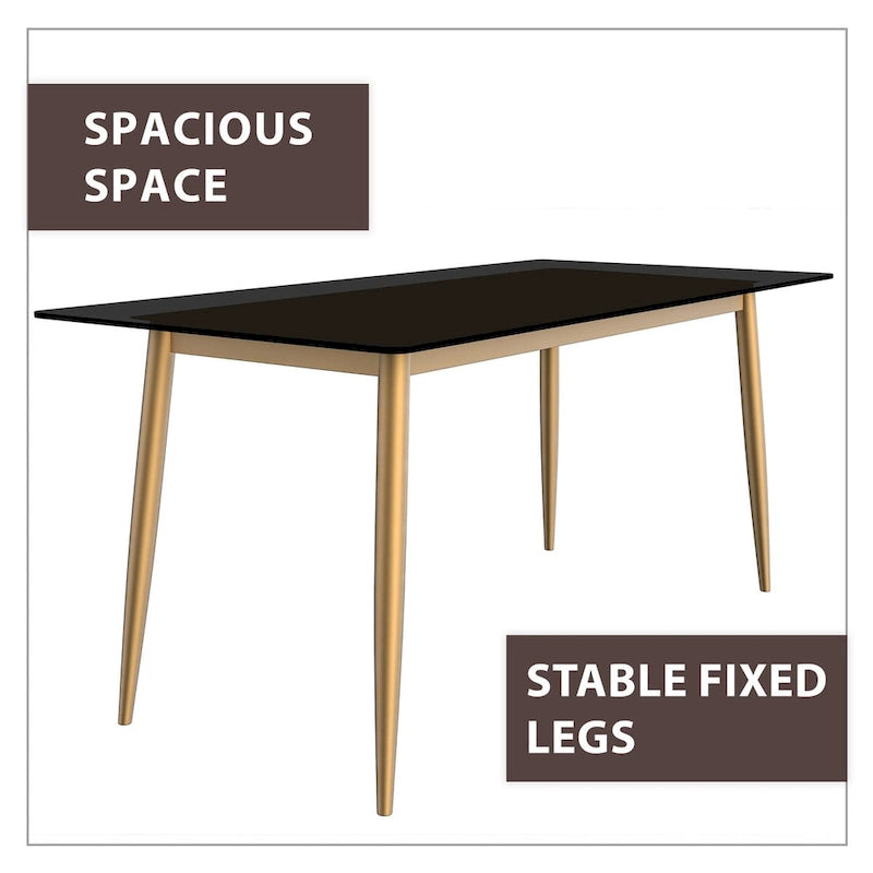 Tavolo da pranzo Zayle con piano rettangolare da 71 e base in acciaio dorato