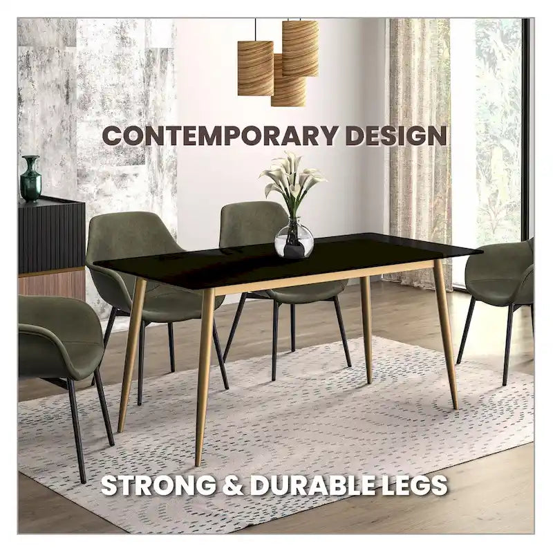 Tavolo da pranzo Zayle con piano rettangolare da 71 e base in acciaio dorato