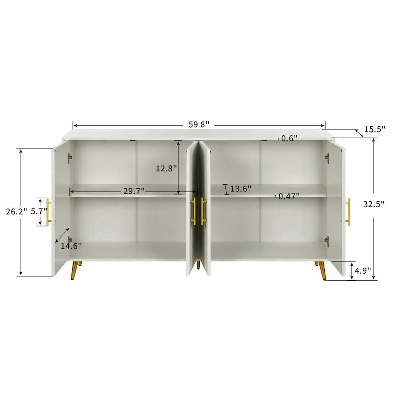 Mobiletto portaoggetti Accent in legno con quattro ante e ripiani regolabili