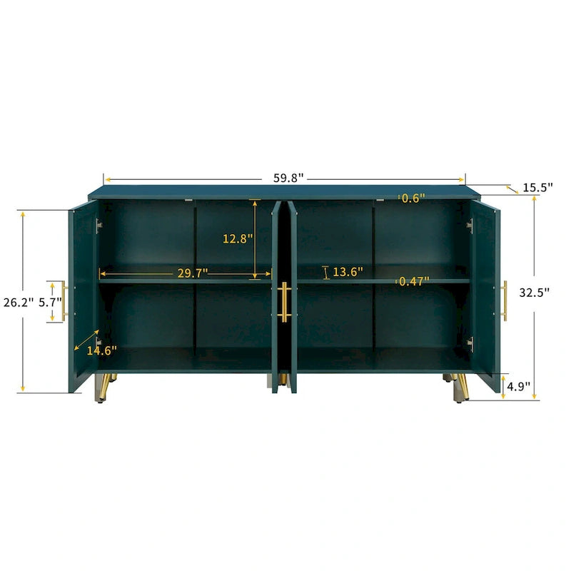 Mobiletto portaoggetti Accent in legno con quattro ante e ripiani regolabili