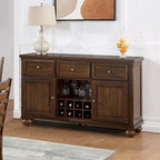 Mobiletto portabottiglie in legno con 3 cassetti e 2 ante, color noce