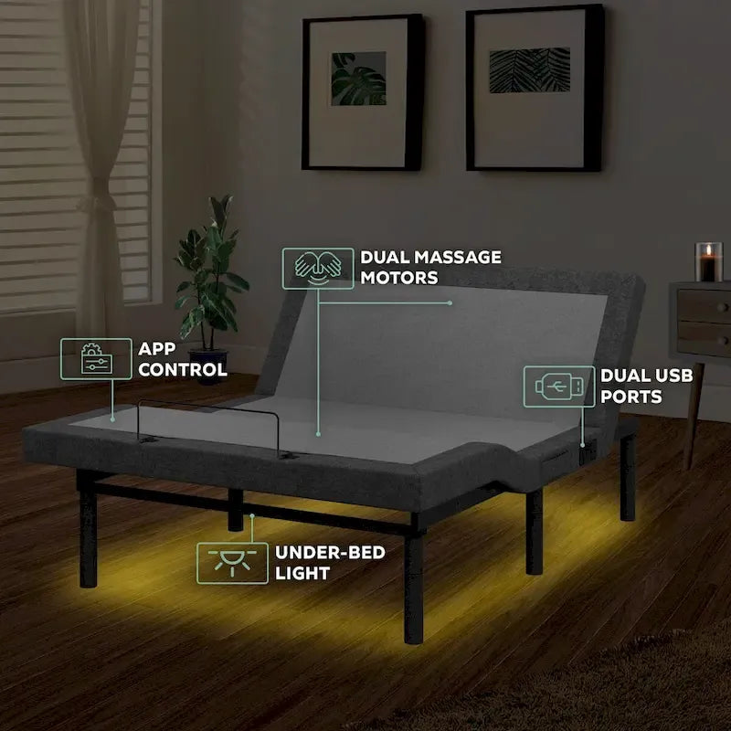 Rete per letto regolabile Renanim con materasso in schiuma ibrida da 14 pollici