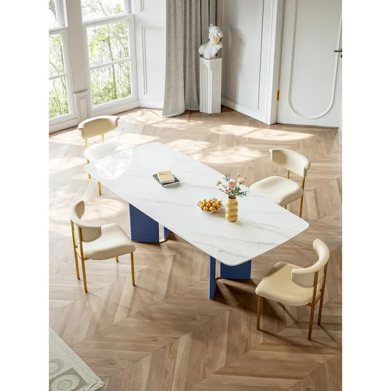 Tavolo da pranzo Lesly Rectangle White da 70,86 pollici (8 posti) - 70,86 pollici (profondità: 35,43 pollici) e 29,52 pollici (altezza: 29,52 pollici).