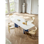 Tavolo da pranzo Lesly Rectangle White da 70,86 pollici (8 posti) - 70,86 pollici (profondità: 35,43 pollici) e 29,52 pollici (altezza: 29,52 pollici).