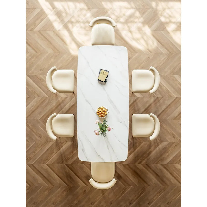 Tavolo da pranzo Lesly Rectangle White da 70,86 pollici (8 posti) - 70,86 pollici (profondità: 35,43 pollici) e 29,52 pollici (altezza: 29,52 pollici).