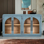 Credenza retrò grande a 4 ante con maniglie in metallo e ripiani regolabili per cucina, sala da pranzo e soggiorno