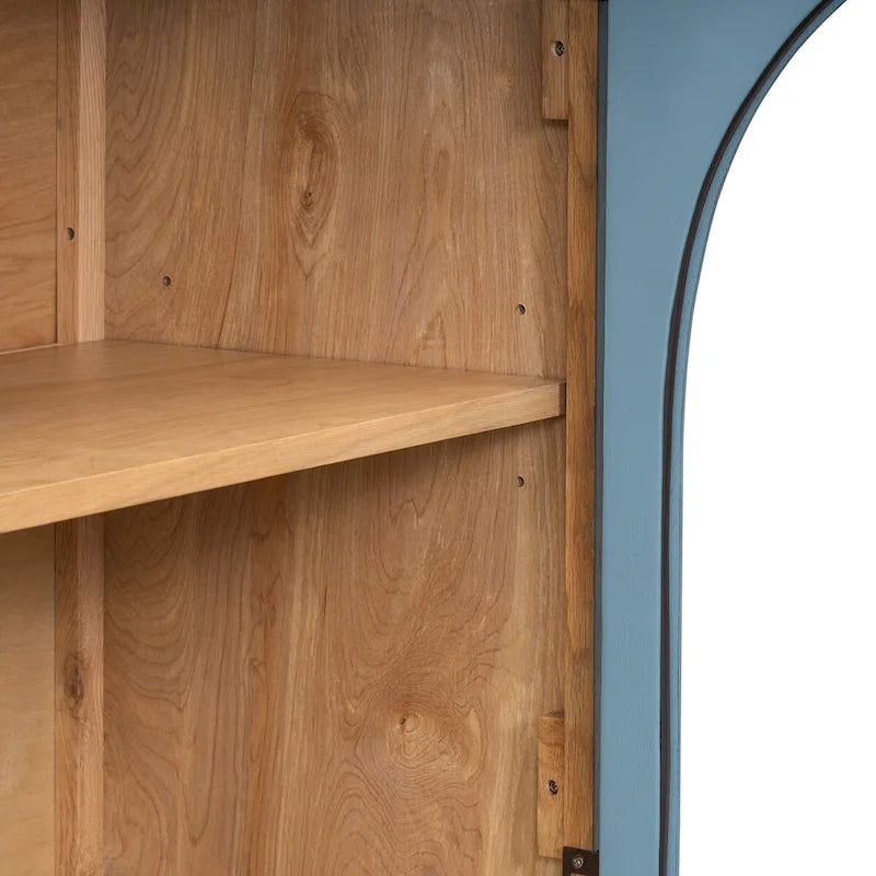 Credenza retrò grande a 4 ante con maniglie in metallo e ripiani regolabili per cucina, sala da pranzo e soggiorno