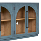 Credenza retrò grande a 4 ante con maniglie in metallo e ripiani regolabili per cucina, sala da pranzo e soggiorno