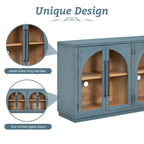 Credenza retrò grande a 4 ante con maniglie in metallo e ripiani regolabili per cucina, sala da pranzo e soggiorno