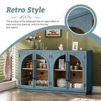 Credenza retrò grande a 4 ante con maniglie in metallo e ripiani regolabili per cucina, sala da pranzo e soggiorno