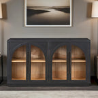 Credenza retrò grande a 4 ante con maniglie in metallo e ripiani regolabili per cucina, sala da pranzo e soggiorno