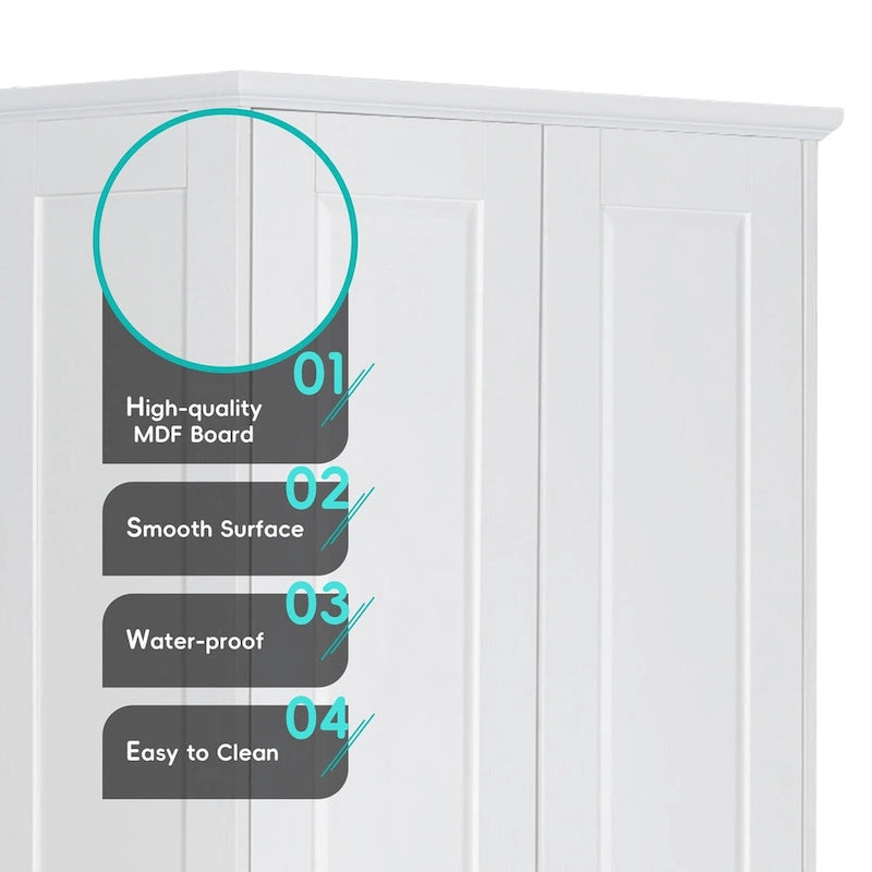 Mobiletto portaoggetti con due ante per bagno, ufficio, ripiano regolabile, pannello MDF