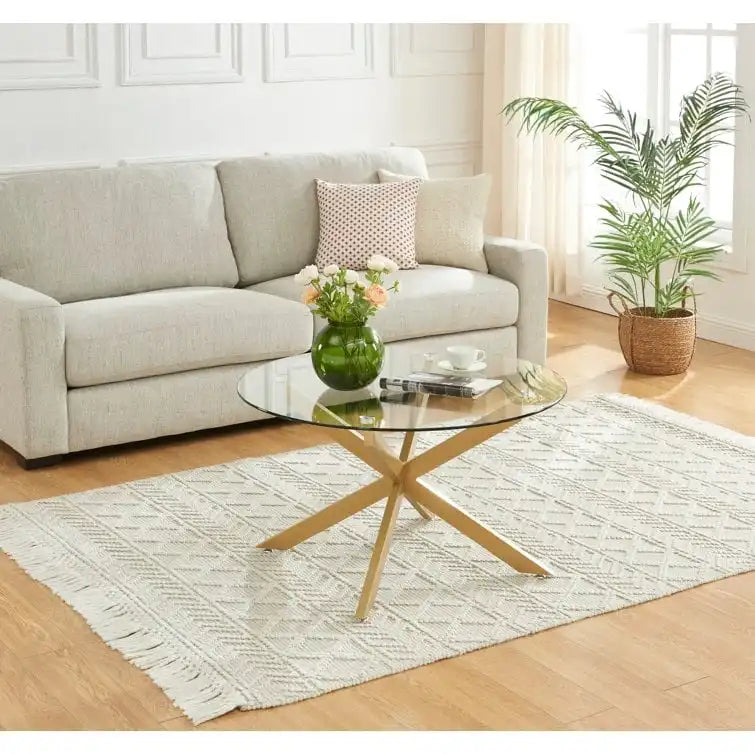 Tavolino da caffè rotondo 35,4 con piano in vetro