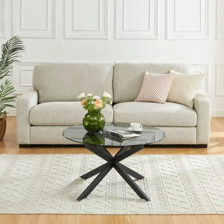 Tavolino da caffè rotondo 35,4 con piano in vetro