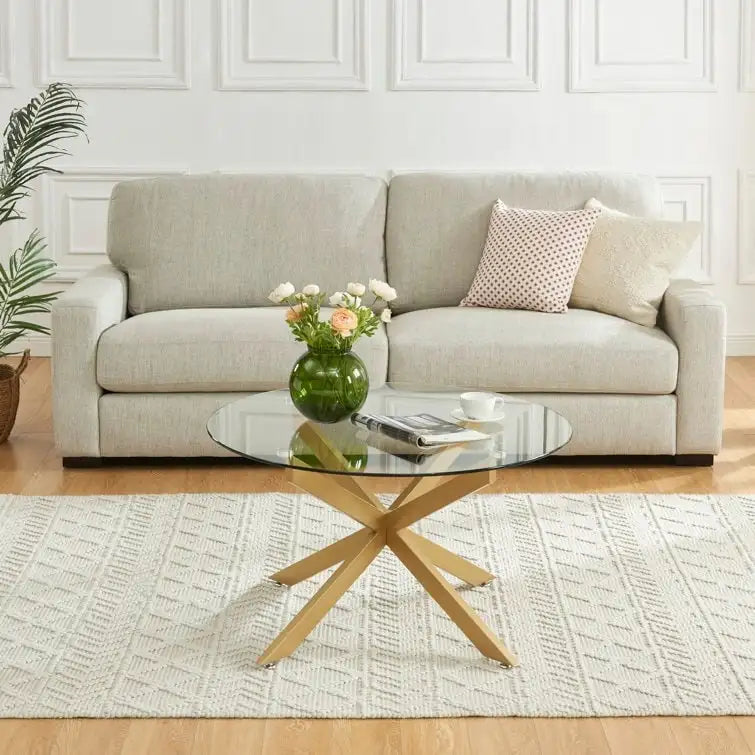 Tavolino da caffè rotondo 35,4 con piano in vetro