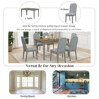 Set da pranzo in stile rustico da 7 pezzi, tavolo classico e 6 sedie con schienale alto per sala da pranzo