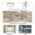 Set da pranzo in stile rustico da 7 pezzi, tavolo classico e 6 sedie con schienale alto per sala da pranzo