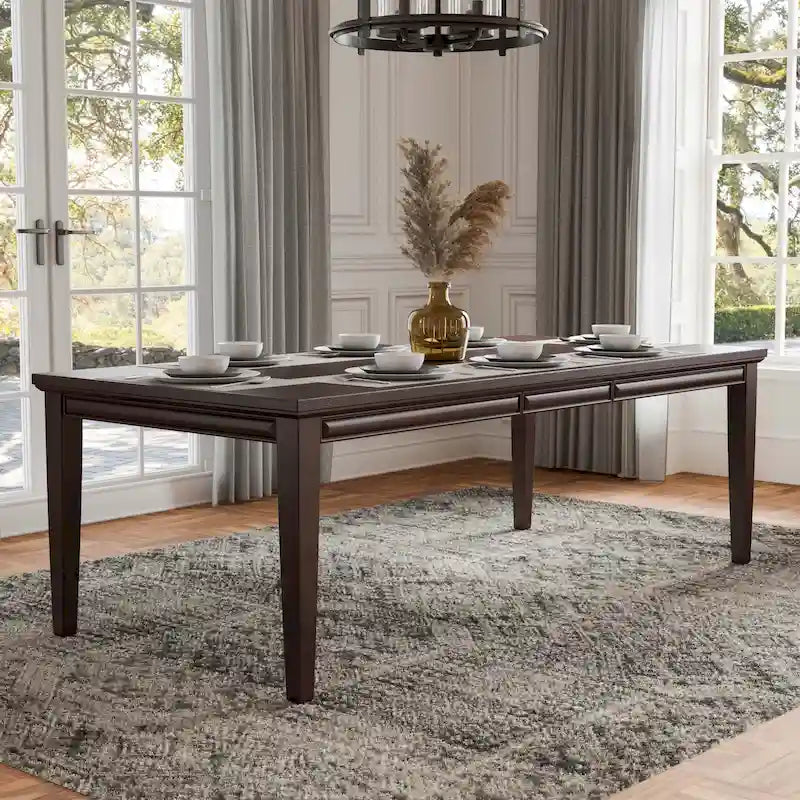Tavolo da pranzo estensibile in legno moderno Chase da 90 pollici di Furniture of America con prolunga da 18 pollici