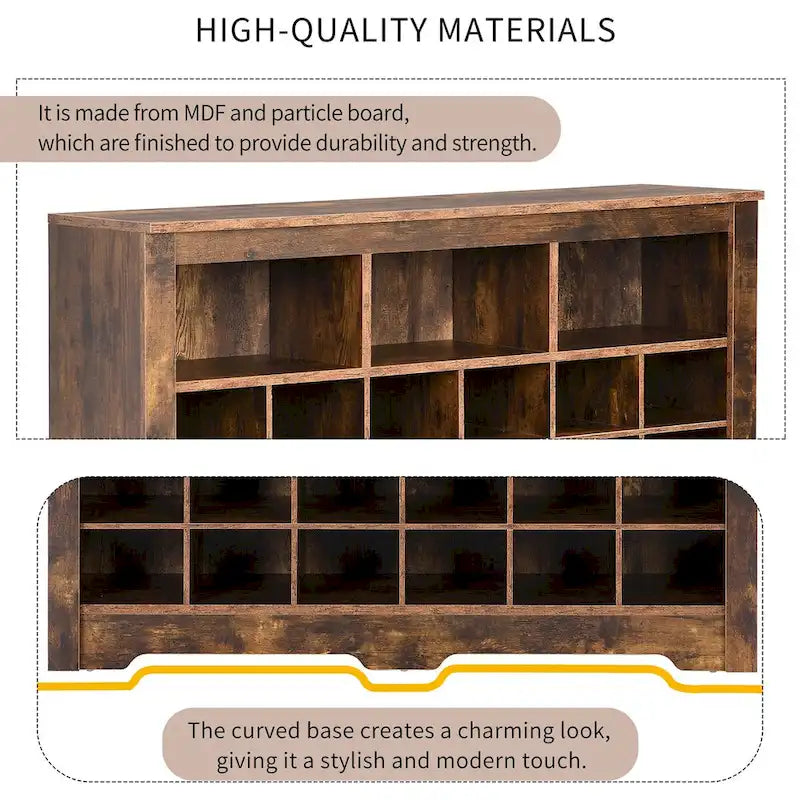 Consolle 24 Shoe Cubby, scarpiera con base curva, credenza versatile di alta qualità per corridoio, camera da letto, soggiorno