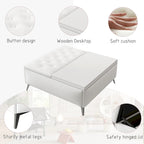 Tavolino da caffè con panche quadrate da 35 pollici di larghezza e piano sollevabile, pouf contenitore di grandi dimensioni imbottito