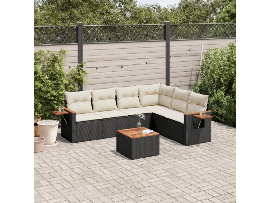 Set di mobili da esterno in vimini intrecciato in resina nera - dlz1766568818045