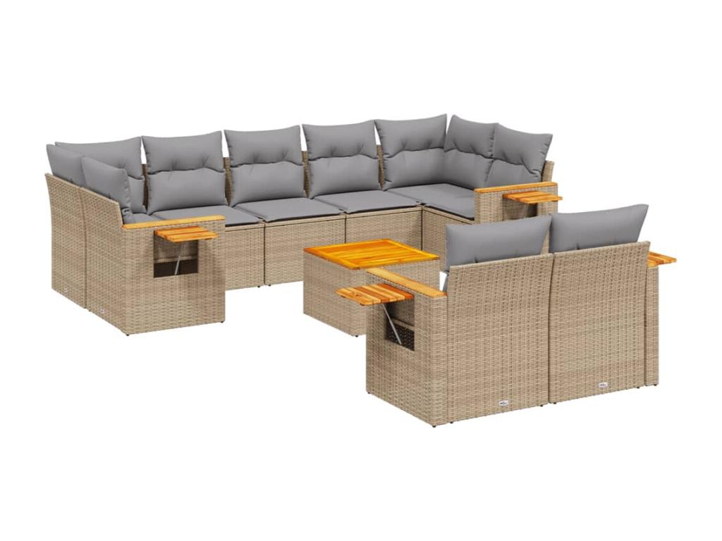 Set di mobili da esterno in vimini intrecciato in resina beige - dlz1766569272694